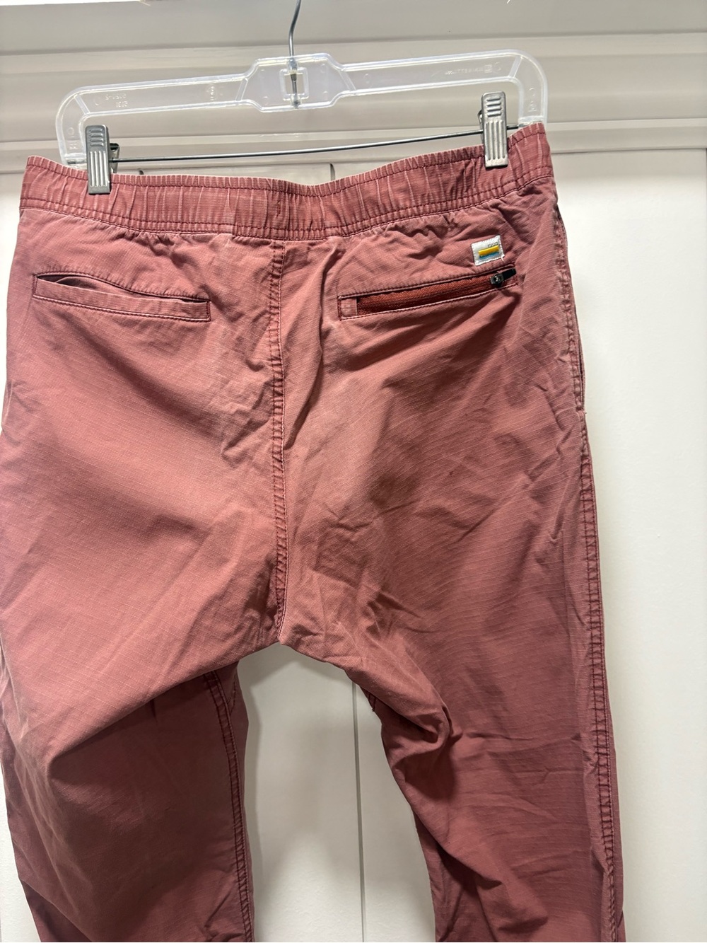 Vuori Pants Women M Terracotta Pink Ripstop Stretch Cotton Drawstring Hike - Picture 6 of 6